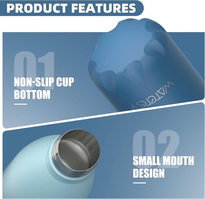 WATERSY Stainless Steel water bottles,17oz/500ml Insulated Water Bottles,Ocean Blue metal water bottle Keeps Drink Cold and Hot,BPA Free kids water bottles for School,Gym,Travel,Sports - Image 5